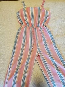 Girls romper, pink, pinstripe, tank, size 12 - Picture 1 of 8