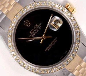 Rolex Datejust Two Tone S/Steel Gold 18k Diamond Bezel Onyx Dial 36mm Watch-2WTY - Picture 1 of 6