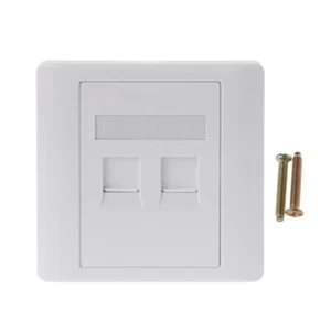 Ethernet Wall Plate for w/2 Ports CAT5 RJ45 LAN Port Power Outlet Good Conductiv - Afbeelding 1 van 8
