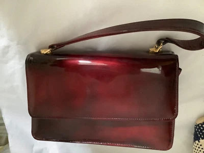 Vintage Stylecraft of Miami Burgundy Patent Leather Handbag 3.5”D x 5”H x 8”W - Image 1 of 4