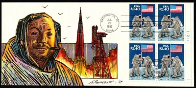 US #2419 FDC $2.4 Express PB4. Unique Wildermuth Hand Drawn/Painted (CV $Unl) - Image 1 of 2