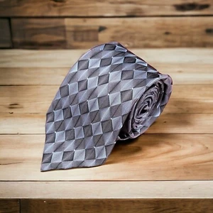 VAN HEUSEN Men Neckties 100% Silk. Tie Blue and Gray Geometric Style IRIDESCENT. - Picture 1 of 11