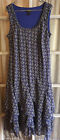 Signature By Robbin Bee Navy Blue Sleeveless Rope Design Ruffle Bottom Dress 18W