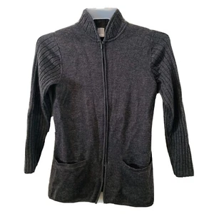 Cullen 100% Merino Wool Sweater Size XS Full Zip Pockets Gray Long Sleeves SOFT - Picture 1 of 6