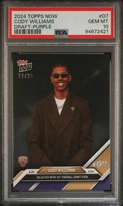 2024 Topps Now Cody Williams Draft Purple 22/25 PSA 10 - Bild 1 von 2