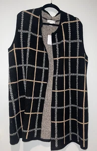 Christopher & Banks CJ Banks Sweater Vest Long Plaid Cozy 14W X - Picture 1 of 3