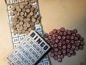 Vintage 1930s Bingo Numbers, Covering Markers, Cards CRAFTS Junk Journal Paper - Picture 1 of 1