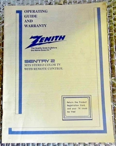 Zenith Sentry 2 MTS Stereo Color TV Operating Guide Manual FREE SHIPPING - Picture 1 of 2