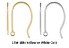 14kt-18kt Solid Gold 21 Gauge Baby French Ear Wire Hook w/Closed Ring 14.5x8.5mm