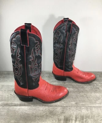 Botas para mujer Justin L4704 de cuero vaquero occidental rojas y negras de colección talla 7 Foto 1 de 4