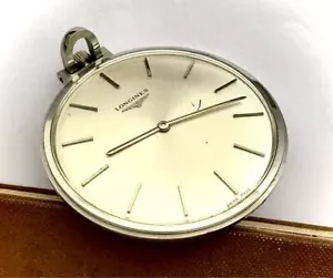 Longines Analog Manual Men Overhauled Rare Thin Pocket Watch Hand-Wound Vintage - Picture 1 of 10