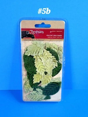 RETIRADO RARO 7 CIGANOS FOLHA DE VELUDO VERDE ERVILHA 30 PEÇAS. ENFEITES PARA SCRAPBOOK #5 - Imagem 1 de 2