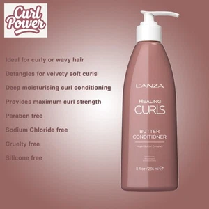 Conditioner for Curly Wavy Hair 236ml L'ANZA Healing Curls - Vegan, defrizzes - Picture 1 of 7