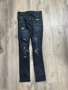 Smoke Rise distressed skinny moto bike stretch blue denim jeans mens 30/32 - Picture 1 of 6