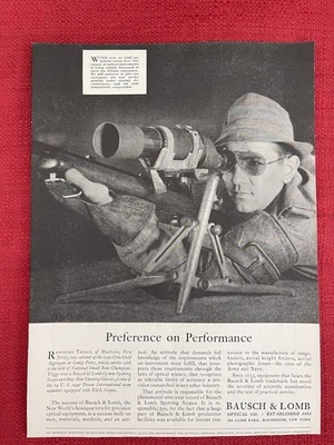 Anuncio impreso Bausch & Lomb 1941 65 mm mira telescópica Ransford Triggs anuncio Foto 1 de 3
