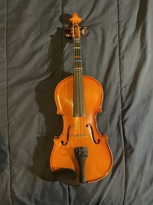 Violín de 3/4 de longitud con carcasa dura, interior de fieltro de bronce y arco con abulón Foto 1 de 4