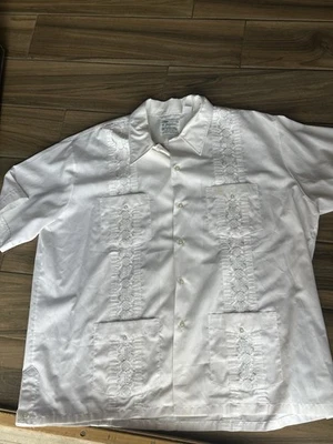 Camisa de Boda Mexicana Vintage The Genuine Haband Guayabera Años 70 80 Para Hombre 2XL Foto 1 de 4