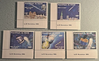 Niger 1985 MNH Set of 5 Comet Halley Space Satellites NYC Statue Scott 639–643 - Image 1 of 2