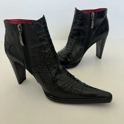 Cesare Paciotti Womens Black Leather Heeled Pointy Toe Ankle Booties Size 39.5 - Image 1 of 4