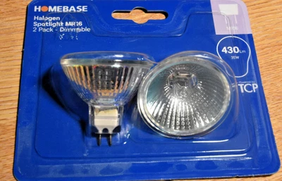 Homebase MR16 Halogen Spotlight Bulbs 35W 12V Dimmable 4 Bulbs (2x2 Packs) NEW - Image 1 of 2