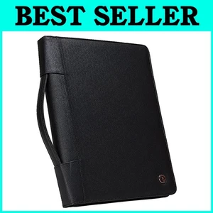 Sleek Faux Leather Zipper Padfolio with Removable Binder - Perfect for Meetings - Picture 1 of 9