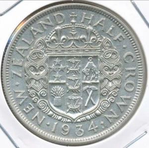 Nueva Zelanda 1934 1/2 Corona Jorge V (Plata) - casi sin circular - Imagen 1 de 3