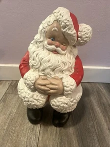 Statua Babbo Natale 14” vintage ceramica 1973 dipinta a mano bisque Natale - Foto 1 di 19