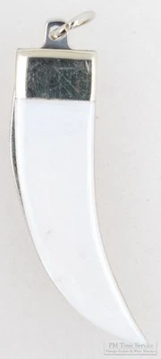 Brass & white enamel claw-shaped pocket knife fob; keychain options - Image 1 of 3