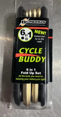Bondhus 12594 Cycle Buddy, GorillaGrip 6 in 1 Fold Up Set Metric Hex 3-8mm - Image 1 of 4