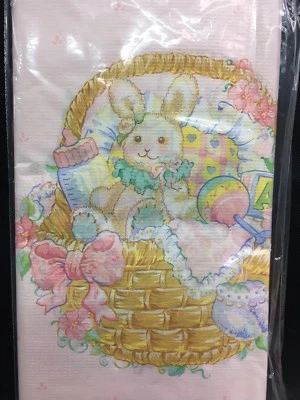 Bebé Niña- Bebé Conejito En Una Cesta Paquete de 6 Manteles Amscan 54”x102” NUEVO Foto 1 de 4