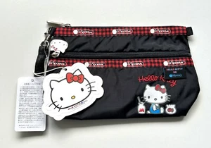 Japan LeSportsac X Hello Kitty 20 x 14 cm Nylon Black double zipped Cosmetic bag - Picture 1 of 8