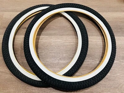 20"x1.95 Bicycle WHITE WALL  Wall Tires  Freestyle BMX TIRES BLACK/WHTE TIRE - Image 1 of 2