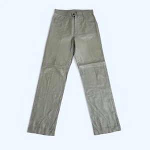 Italian Womens Light Grey 100% Leather Pants UK 14 US 10 - Picture 1 of 14
