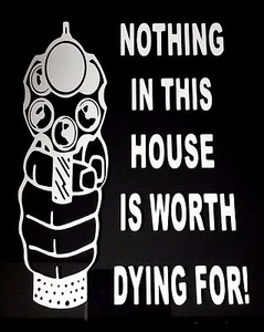 NOTHING IN THIS HOUSE IS WORTH DYING FOR! Vinyl Decal Sticker 6'' or 8" - Bild 1 von 2