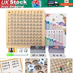Wooden Montessori Multiplication Board Game Educational Counting Toy for Kids UK - Picture 1 of 16