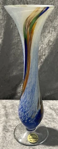 Loznianu Hand Blown Art Glass Multicolor Vase 11.5” - Picture 1 of 10