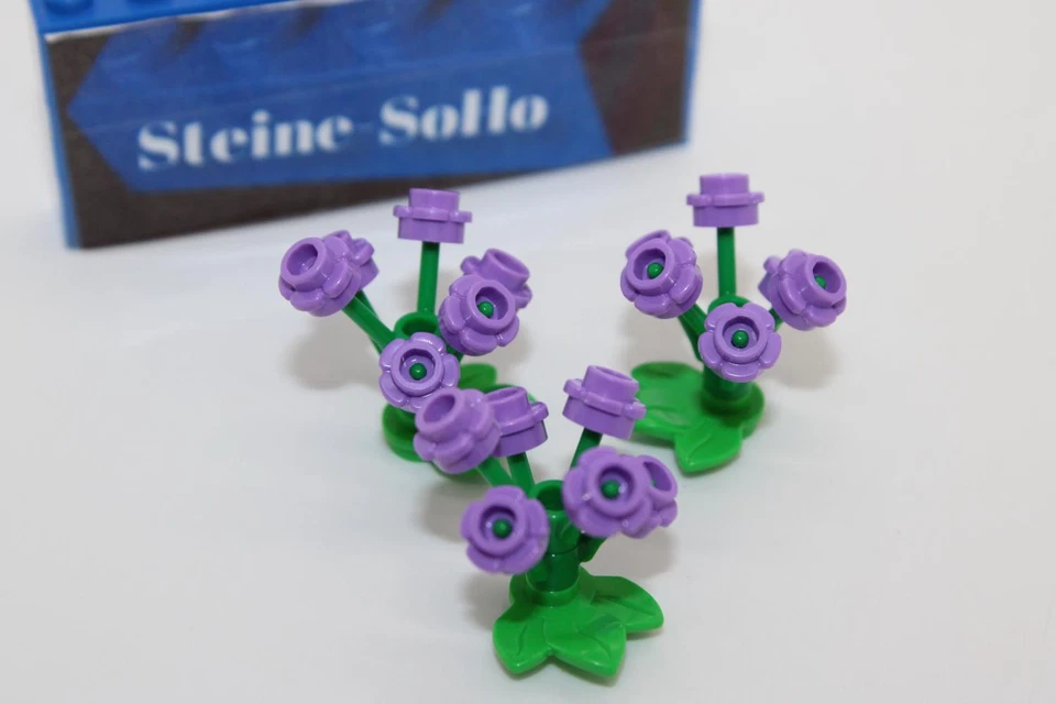 Lego (c) 3x Blume mit lila Blüten -  Blumen -  MOC - Pflanze - Bausatz - Bild 1 von 1
