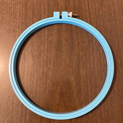 Vintage Craft Cross stitch Embroidery Hoop Round Plastic 7” Blue - Image 1 of 2