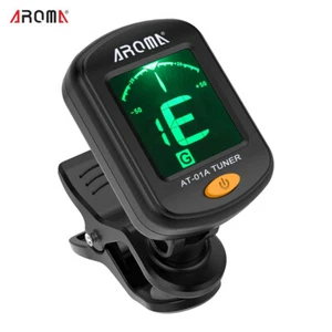 AROMA AT-01A Rotatable Clip-on Tuner LCD Display for Chromatic Guitar Bass Q4V6 - Picture 1 of 12