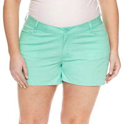 City Streets Poplin Chino Shorts Juniors Plus Size 22 New - Image 1 of 3