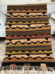 Mudcloth Bogolan Asa Brown Textile Bedsheet Mali Handmade Throw Blanket - Picture 1 of 10