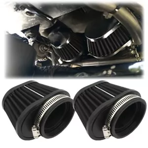 Universal 2in/51mm High Flow Car Cold Air Intake Cone Filter Black Metal 2Pcs US - Foto 1 di 11
