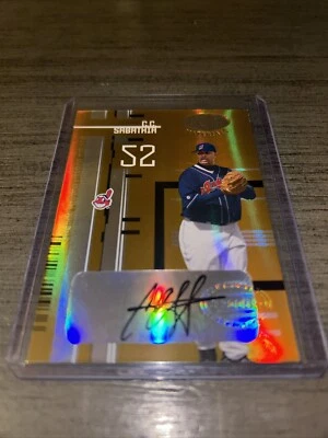 Espejo dorado CC Sabathia 2005 Leaf Certified Materials automático/25 HOF Foto 1 de 2