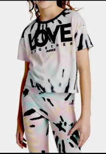 Justice Girls Tie Dye Colorful Shirt Size L Boxy Tee Shirt Short Sleeve NWT - Picture 1 of 4