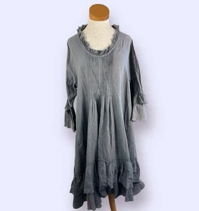 JP & Mattie Sundance Cotton Gauze Mattie Dress Blue Gray Size Medium Boho - Picture 1 of 10