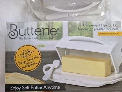 Butterie Flip-Top Butter Dish with Lid & Matching Knife, Holds 2 Sticks - Image 1 of 4