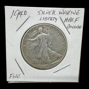 Moneda de medio dólar Walking Liberty 1940 90 % plata fina circulada de Estados Unidos - Imagen 1 de 4