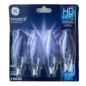 Ge Lighting 60w B10 Faceted Ceiling fan 4 bulbs of Candelabra base BC 415 Lumens - Picture 1 of 2