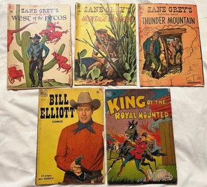 Vintage Lot of 5 Western Comics Bill Elliott Zane Grey King of the Royal Mounted - Picture 1 of 6