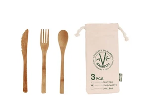 Cubiertos - CMP Paris KA4357, Set 3 cubiertos, Eco Bambú, Bolsa, Marrón - Imagen 1 de 4